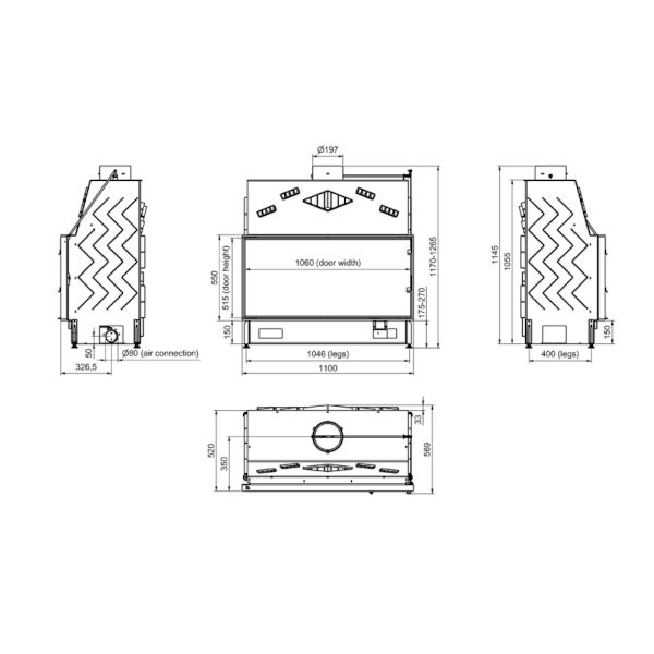 Technical Pantech 110 Evo Ενεργειακό Τζάκι 21 kW 1 Technical Pantech 110 Evo Ενεργειακό Τζάκι 21 kW 1