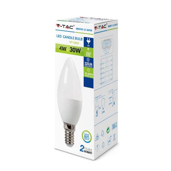 V TAC Λάμπα LED E14 Κερί SMD 4W Φυσικό Λευκό 4000K 1