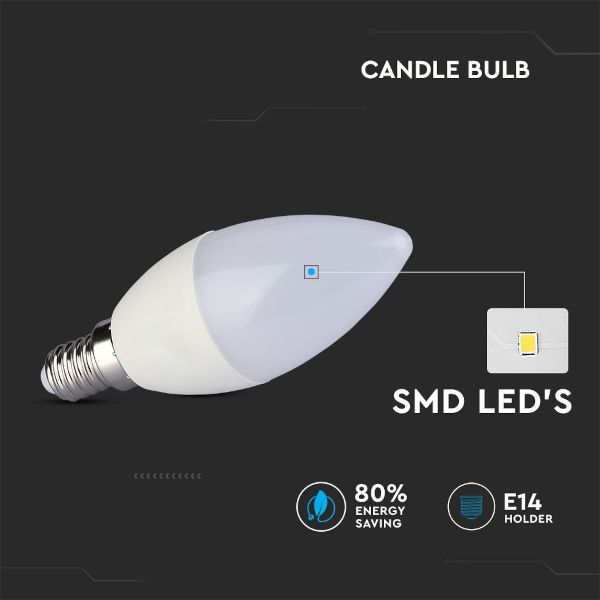 V TAC Λάμπα LED E14 Κερί SMD 4W Φυσικό Λευκό 4000K 2