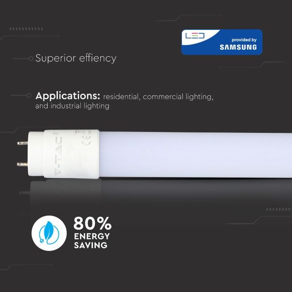 V TAC Λάμπα LED G13 T8 Samsung SMD Nano Plastic 18W 1200mm Ψυχρό Λευκό 6400K 5